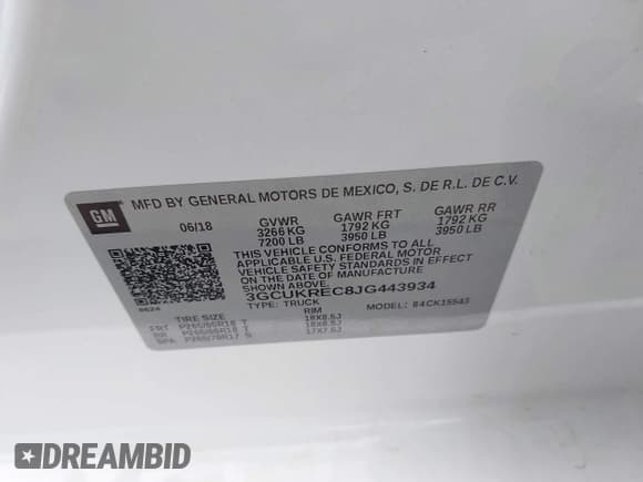 ✅ 2018 Chevrolet Silverado 1500 LT • VIN: 3GCUKREC8JG443934 • Lot: 43266162. Listed on IAAI with 79,404 mi. Free auction sales archive from the USA and detailed vehicle history report at DreamBid. Image 9.