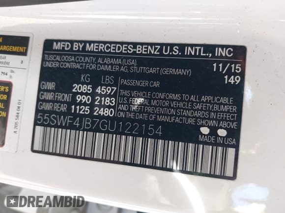 ✅ 2016 Mercedes-Benz C 300 • VIN: 55SWF4JB7GU122154 • Lot: 43624466. Listed on IAAI with 84,862 mi. Free auction sales archive from the USA and detailed vehicle history report at DreamBid. Image 9.