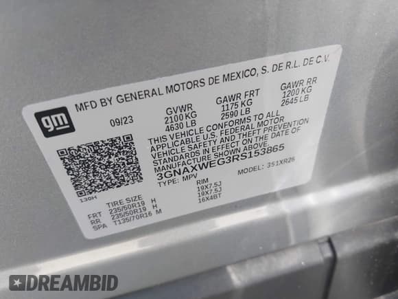 ✅ 2024 Chevrolet Equinox RS • VIN: 3GNAXWEG3RS153865 • Lot: 43251728. Listed on IAAI with 18,135 mi. Free auction sales archive from the USA and detailed vehicle history report at DreamBid. Image 9.