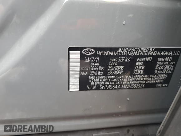 ✅ 2022 Hyundai Santa Fe XRT • VIN: 5NMS64AJ3NH382523 • Lot: 64293184. Wystawiony na Copart z przebiegiem 41 283 mil. Bezpłatny archiwum sprzedaży aukcyjnych z USA i szczegółowy raport historii pojazdu na DreamBid. Zdjęcie 13.