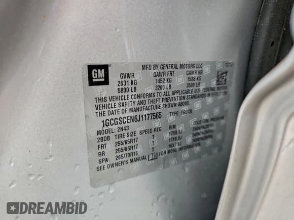 ✅ 2018 Chevrolet Colorado 2WD LT • VIN: 1GCGSCEN6J1177565 • Lot: 94243965. Listed on Copart with 51,287 mi. Free auction sales archive from the USA and detailed vehicle history report at DreamBid. Image 12.