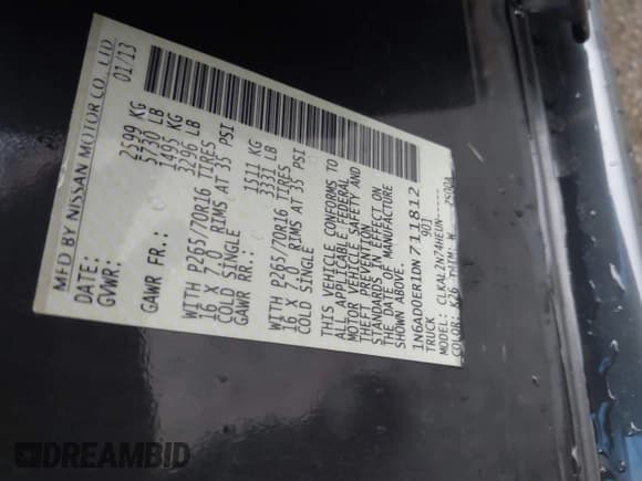 ✅ 2013 Nissan Frontier SV • VIN: 1N6AD0ER1DN711812 • Lot: 43316880. Listed on IAAI with 195,652 mi. Free auction sales archive from the USA and detailed vehicle history report at DreamBid. Image 9.