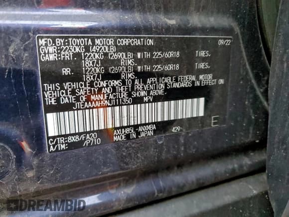 ✅ 2022 Toyota Venza XLE • VIN: JTEAAAAH9NJ111350 • Lot: 94453955. Wystawiony na Copart z przebiegiem 34 339 mil. Bezpłatny archiwum sprzedaży aukcyjnych z USA i szczegółowy raport historii pojazdu na DreamBid. Zdjęcie 14.