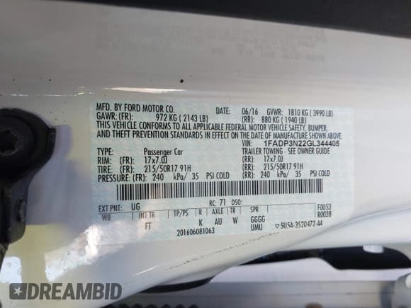 ✅ 2016 Ford Focus Titanium • VIN: 1FADP3N22GL344405 • Lot: 43612764. Listed on IAAI with 60,636 mi. Free auction sales archive from the USA and detailed vehicle history report at DreamBid. Image 9.