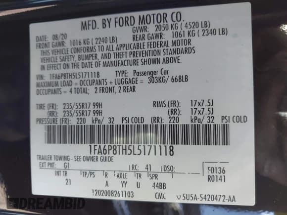 ✅ 2020 Ford Mustang EcoBoost • VIN: 1FA6P8TH5L5171118 • Lot: 43399377. Wystawiony na IAAI z przebiegiem 38 782 mil. Bezpłatny archiwum sprzedaży aukcyjnych z USA i szczegółowy raport historii pojazdu na DreamBid. Zdjęcie 9.