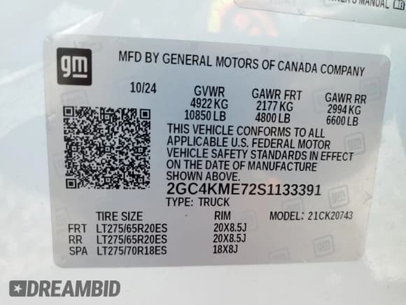 ✅ 2025 Chevrolet Silverado 2500HD Custom • VIN: 2GC4KME72S1133391 • Lot: 59911755. Wystawiony na Copart z przebiegiem 3 522 mil. Bezpłatny archiwum sprzedaży aukcyjnych z USA i szczegółowy raport historii pojazdu na DreamBid. Zdjęcie 12.