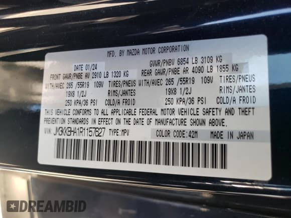 ✅ 2024 Mazda CX-90 Preferred • VIN: JM3KKBHA1R1157627 • Lot: 73610134. Wystawiony na Copart z przebiegiem 8 704 mil. Bezpłatny archiwum sprzedaży aukcyjnych z USA i szczegółowy raport historii pojazdu na DreamBid. Zdjęcie 13.
