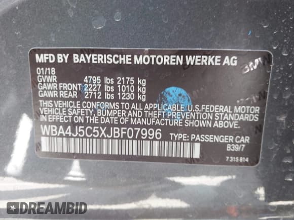 ✅ 2018 BMW 4 Series 440i • VIN: WBA4J5C5XJBF07996 • Lot: 42361352. Wystawiony na IAAI z przebiegiem 62 365 mil. Bezpłatny archiwum sprzedaży aukcyjnych z USA i szczegółowy raport historii pojazdu na DreamBid. Zdjęcie 9.