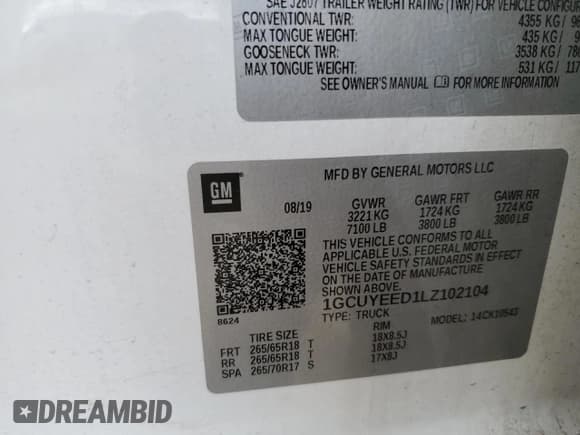 ✅ 2020 Chevrolet Silverado 1500 RST • VIN: 1GCUYEED1LZ102104 • Lot: 91780245. Listed on Copart with 84,975 mi. Free auction sales archive from the USA and detailed vehicle history report at DreamBid. Image 12.