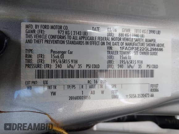 ✅ 2016 Ford Focus S • VIN: 1FADP3E22GL298686 • Лот: 43281834. Опубликован ранее на IAAI с пробегом 42 520 миль. Бесплатный доступ к архиву аукционных продаж из США и подробный отчёт об истории автомобиля на DreamBid. Изображение 9.