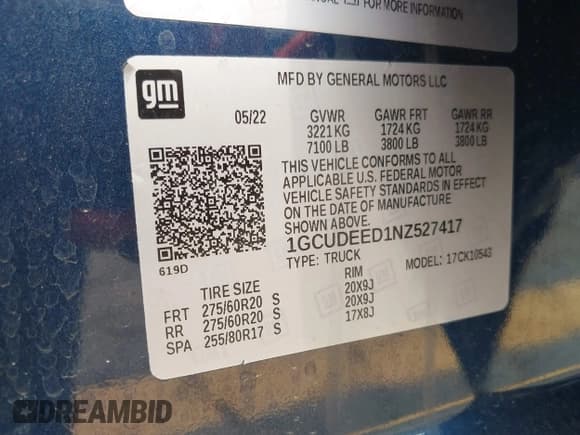 ✅ 2022 Chevrolet Silverado 1500 RST • VIN: 1GCUDEED1NZ527417 • Lot: 42400580. Wystawiony na IAAI z przebiegiem 54 675 mil. Bezpłatny archiwum sprzedaży aukcyjnych z USA i szczegółowy raport historii pojazdu na DreamBid. Zdjęcie 9.