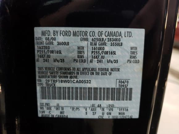 ✅ 2001 Ford F-150 XL • VIN: 2FTRF18W01CA00532 • Lot: 58328095. Listed on Copart with 35,573 mi. Free auction sales archive from the USA and detailed vehicle history report at DreamBid. Image 12.