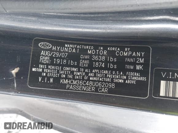 ✅ 2008 Hyundai Accent GS • VIN: KMHCM36C48U062098 • Лот: 42249732. Опубликован ранее на IAAI с пробегом 112 125 миль. Бесплатный доступ к архиву аукционных продаж из США и подробный отчёт об истории автомобиля на DreamBid. Изображение 9.