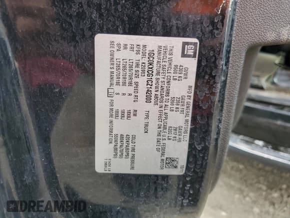 ✅ 2012 Chevrolet Silverado 2500HD LT • VIN: 1GC0KXCG1CZ142000 • Lot: 56996865. Listed on Copart with 193,874 mi. Free auction sales archive from the USA and detailed vehicle history report at DreamBid. Image 12.