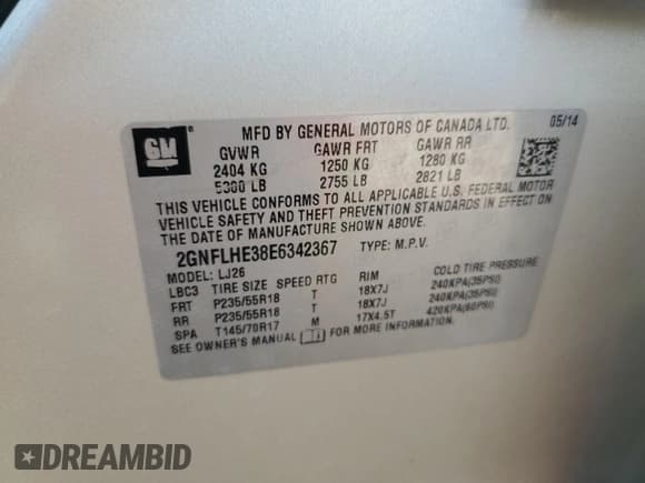 ✅ 2014 Chevrolet Equinox LTZ • VIN: 2GNFLHE38E6342367 • Лот: 81005575. Опубликован ранее на Copart с пробегом 103 096 миль. Бесплатный доступ к архиву аукционных продаж из США и подробный отчёт об истории автомобиля на DreamBid. Изображение 12.