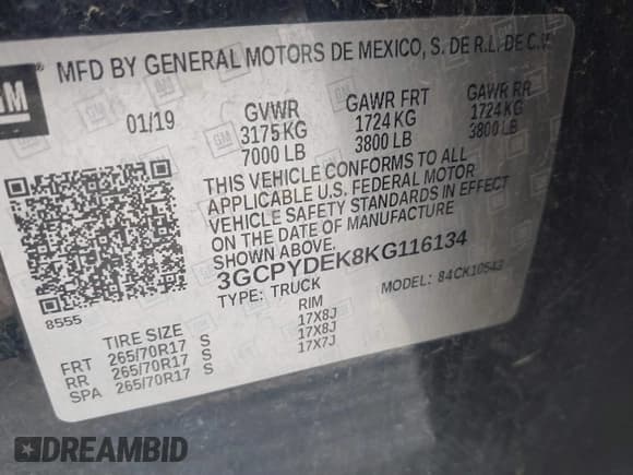 ✅ 2019 Chevrolet Silverado 1500 LT • VIN: 3GCPYDEK8KG116134 • Lot: 41815843. Wystawiony na IAAI z przebiegiem 116 756 mil. Bezpłatny archiwum sprzedaży aukcyjnych z USA i szczegółowy raport historii pojazdu na DreamBid. Zdjęcie 9.