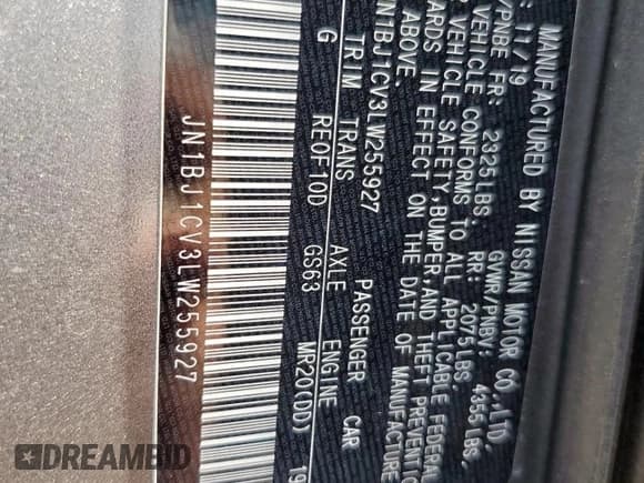 ✅ 2020 Nissan Rogue SV • VIN: JN1BJ1CV3LW255927 • Lot: 70061535. Listed on Copart with 103,103 mi. Free auction sales archive from the USA and detailed vehicle history report at DreamBid. Image 13.