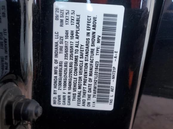 ✅ 2020 Honda CR-V LX • VIN: 7FARW1H21LE018423 • Lot: 84635615. Listed on Copart with 57,292 mi. Free auction sales archive from the USA and detailed vehicle history report at DreamBid. Image 13.