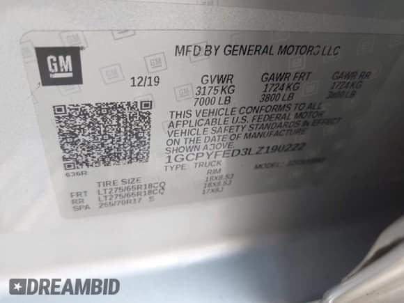 ✅ 2020 Chevrolet Silverado 1500 LT Trail Boss • VIN: 1GCPYFED3LZ190222 • Lot: 42757917. Wystawiony na IAAI z przebiegiem Nie podano. Bezpłatny archiwum sprzedaży aukcyjnych z USA i szczegółowy raport historii pojazdu na DreamBid. Zdjęcie 9.