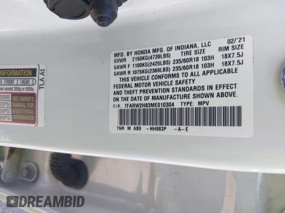 ✅ 2021 Honda CR-V EX-L • VIN: 7FARW2H83ME010304 • Лот: 43321048. Опубликован ранее на IAAI с пробегом 38 690 миль. Бесплатный доступ к архиву аукционных продаж из США и подробный отчёт об истории автомобиля на DreamBid. Изображение 9.