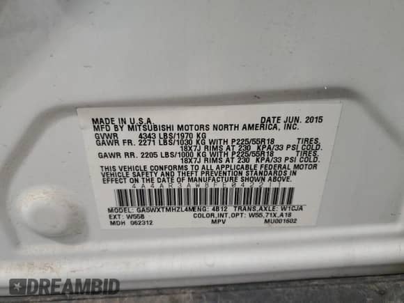 2015 Mitsubishi Outlander ES with VIN 4A4AR3AW8FE042211, listed as a Copart auction lot 91568135 with 128,199 mi miles and Clean title. Bid and sale history available at DreamBid. Image 13.