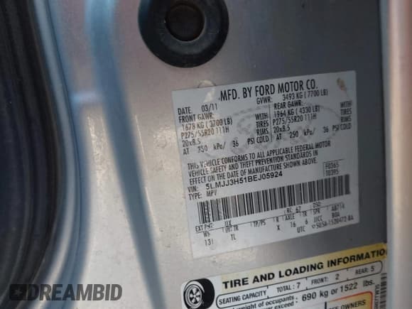 ✅ 2011 Lincoln Navigator • VIN: 5LMJJ3H51BEJ05924 • Lot: 43469338. Wystawiony na IAAI z przebiegiem Nie podano. Bezpłatny archiwum sprzedaży aukcyjnych z USA i szczegółowy raport historii pojazdu na DreamBid. Zdjęcie 9.