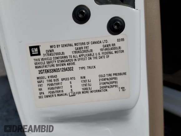 ✅ 2005 GMC Sierra Denali • VIN: 2GTEK63N051284302 • Lot: 88031695. Wystawiony na Copart z przebiegiem 150 006 mil. Bezpłatny archiwum sprzedaży aukcyjnych z USA i szczegółowy raport historii pojazdu na DreamBid. Zdjęcie 14.