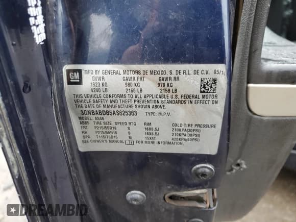 ✅ 2010 Chevrolet HHR 1LT • VIN: 3GNBABDB5AS625363 • Lot: 86329194. Listed on Copart with 135,836 mi. Free auction sales archive from the USA and detailed vehicle history report at DreamBid. Image 15.