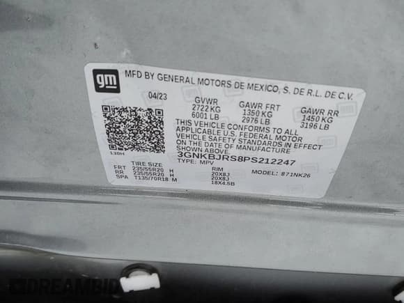 ✅ 2023 Chevrolet Blazer LT • VIN: 3GNKBJRS8PS212247 • Lot: 44911225. Listed on Copart with 10,845 mi. Free auction sales archive from the USA and detailed vehicle history report at DreamBid. Image 14.