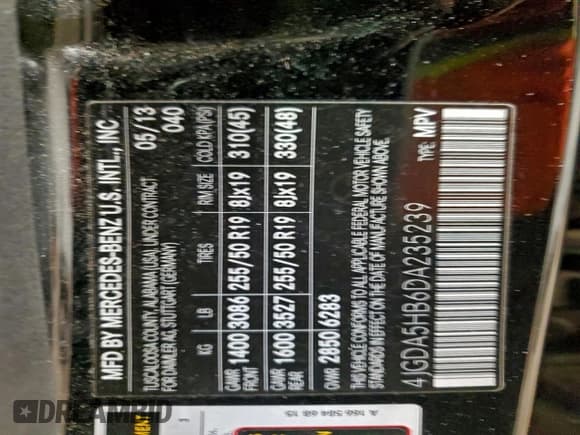 ✅ 2013 Mercedes-Benz M 350 • VIN: 4JGDA5HB6DA235239 • Лот: 95448505. Опубликован ранее на Copart с пробегом 129 205 миль. Бесплатный доступ к архиву аукционных продаж из США и подробный отчёт об истории автомобиля на DreamBid. Изображение 13.
