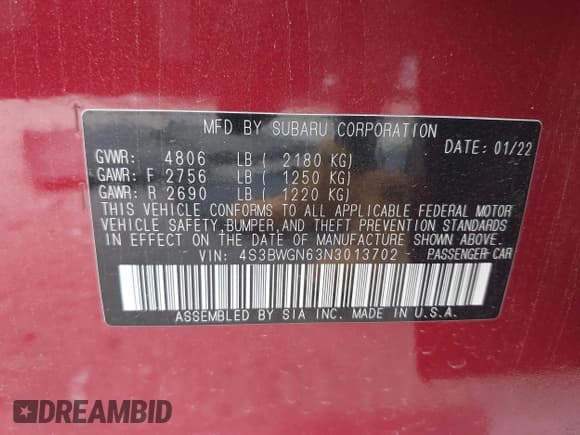 ✅ 2022 Subaru Legacy Limited XT • VIN: 4S3BWGN63N3013702 • Lot: 41955652. Wystawiony na IAAI z przebiegiem 44 124 mil. Bezpłatny archiwum sprzedaży aukcyjnych z USA i szczegółowy raport historii pojazdu na DreamBid. Zdjęcie 9.