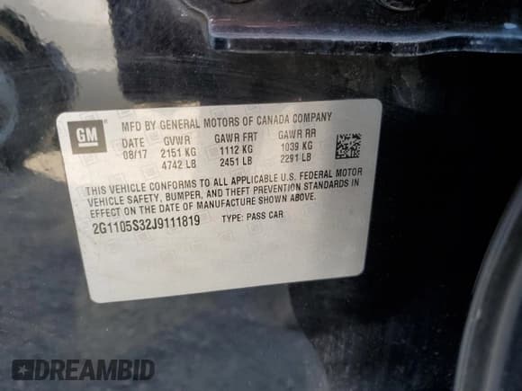 ✅ 2018 Chevrolet Impala LT • VIN: 2G1105S32J9111819 • Лот: 67279954. Опубликован ранее на Copart с пробегом 92 902 миль. Бесплатный доступ к архиву аукционных продаж из США и подробный отчёт об истории автомобиля на DreamBid. Изображение 12.