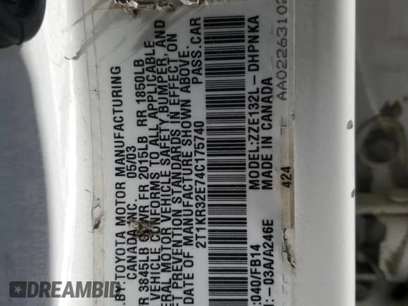 ✅ 2004 Toyota Matrix XR • VIN: 2T1KR32E74C175740 • Lot: 85344715. Wystawiony na Copart z przebiegiem 151 817 mil. Bezpłatny archiwum sprzedaży aukcyjnych z USA i szczegółowy raport historii pojazdu na DreamBid. Zdjęcie 13.