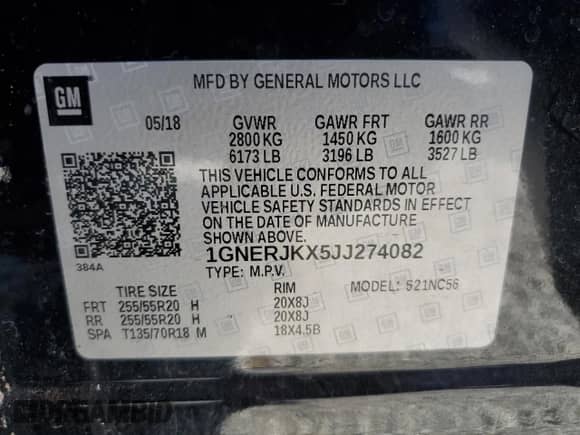 2018 Chevrolet Traverse RS с VIN 1GNERJKX5JJ274082, выставлен на аукционе Copart как лот 62962675 с пробегом 90 588 миль миль и Списание • Salvage title. История ставок и продаж доступна на DreamBid. Изображение 14.