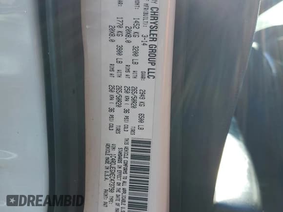 ✅ 2014 Dodge Durango Citadel • VIN: 1C4RDJEGXEC473790 • Lot: 93507835. Listed on Copart with 282,726 mi. Free auction sales archive from the USA and detailed vehicle history report at DreamBid. Image 13.