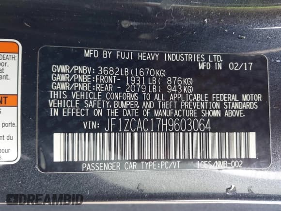 ✅ 2017 Subaru BRZ Limited • VIN: JF1ZCAC17H9603064 • Lot: 41127693. Wystawiony na IAAI z przebiegiem 58 078 mil. Bezpłatny archiwum sprzedaży aukcyjnych z USA i szczegółowy raport historii pojazdu na DreamBid. Zdjęcie 9.