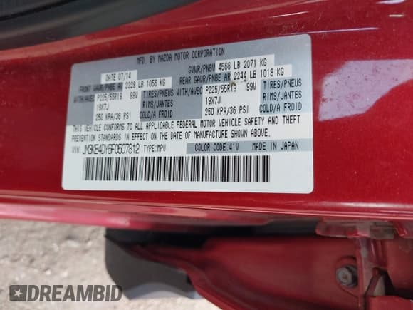 ✅ 2015 Mazda CX-5 Grand Touring • VIN: JM3KE4DY6F0507812 • Lot: 43062570. Listed on IAAI with 251,158 mi. Free auction sales archive from the USA and detailed vehicle history report at DreamBid. Image 9.