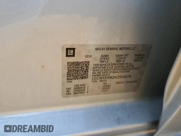 2019 Chevrolet Silverado 1500 LT with VIN 1GCRYDEK2KZ302275, listed as a Copart auction lot 80577075 with 54,135 mi miles and Salvage title. Bid and sale history available at DreamBid. Image 12.