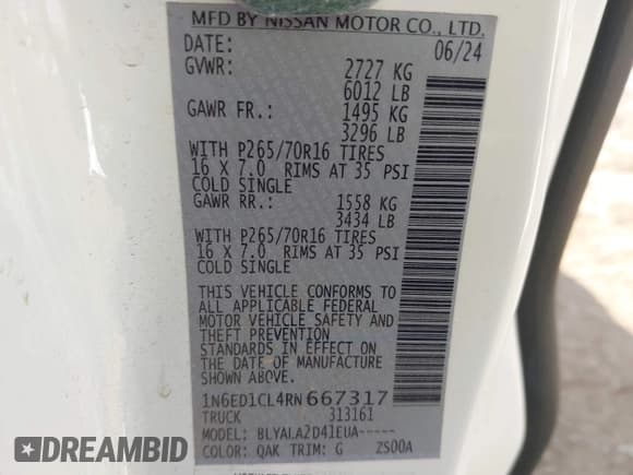 ✅ 2024 Nissan Frontier S • VIN: 1N6ED1CL4RN667317 • Лот: 43384222. Опубликован ранее на IAAI с пробегом 17 719 миль. Бесплатный доступ к архиву аукционных продаж из США и подробный отчёт об истории автомобиля на DreamBid. Изображение 9.