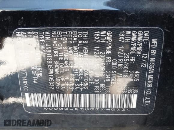 ✅ 2023 Nissan Rogue SV • VIN: JN8BT3BB5PW195332 • Lot: 43253166. Wystawiony na IAAI z przebiegiem 64 184 mil. Bezpłatny archiwum sprzedaży aukcyjnych z USA i szczegółowy raport historii pojazdu na DreamBid. Zdjęcie 9.