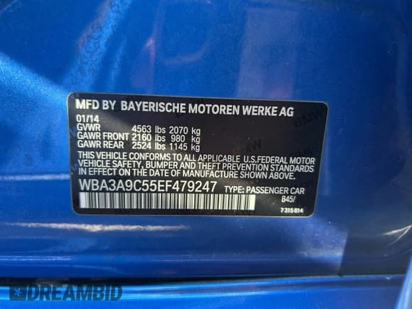 ✅ 2014 BMW 3 Series 335i • VIN: WBA3A9C55EF479247 • Lot: 92727385. Listed on Copart with 102,436 mi. Free auction sales archive from the USA and detailed vehicle history report at DreamBid. Image 10.