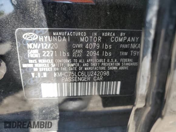 2020 Hyundai Ioniq SE с VIN KMHC75LC6LU242098, выставлен на аукционе Copart как лот 70589334 с пробегом 80 009 миль миль и Списание • Salvage title. История ставок и продаж доступна на DreamBid. Изображение 12.