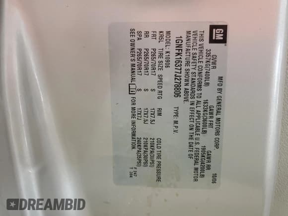 ✅ 2007 Chevrolet Suburban LT • VIN: 1GNFK16377J278806 • Lot: 69786194. Wystawiony na Copart z przebiegiem 220 764 mil. Bezpłatny archiwum sprzedaży aukcyjnych z USA i szczegółowy raport historii pojazdu na DreamBid. Zdjęcie 13.