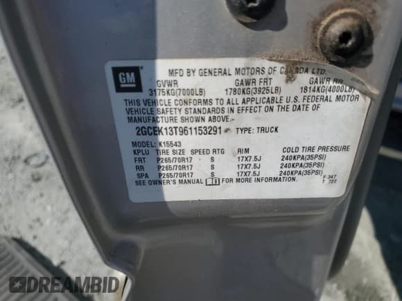 ✅ 2006 Chevrolet Silverado 1500 LT1 • VIN: 2GCEK13T961153291 • Lot: 90604625. Listed on Copart with 358,403 mi. Free auction sales archive from the USA and detailed vehicle history report at DreamBid. Image 12.