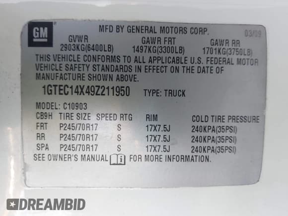 ✅ 2009 GMC Sierra 1500 Work Truck • VIN: 1GTEC14X49Z211950 • Lot: 43645568. Wystawiony na IAAI z przebiegiem 115 959 mil. Bezpłatny archiwum sprzedaży aukcyjnych z USA i szczegółowy raport historii pojazdu na DreamBid. Zdjęcie 9.