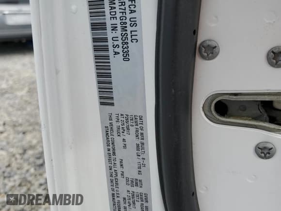 ✅ 2021 Ram 1500 Tradesman • VIN: 1C6RR7FG8MS583350 • Lot: 58921575. Listed on Copart with 74,425 mi. Free auction sales archive from the USA and detailed vehicle history report at DreamBid. Image 12.