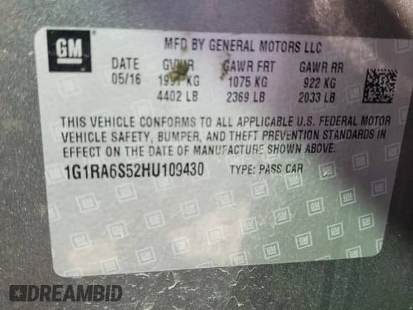 2017 Chevrolet Volt LT с VIN 1G1RA6S52HU109430, выставлен на аукционе Copart как лот 51327023 с пробегом 73 174 миль миль и . История ставок и продаж доступна на DreamBid. Изображение 13.