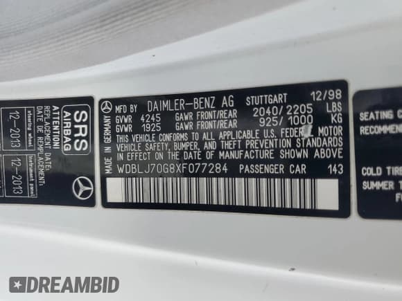 ✅ 1999 Mercedes-Benz CLK 320/430 • VIN: WDBLJ70G8XF077284 • Lot: 72495364. Wystawiony na Copart z przebiegiem 114 533 mil. Bezpłatny archiwum sprzedaży aukcyjnych z USA i szczegółowy raport historii pojazdu na DreamBid. Zdjęcie 12.