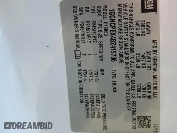 ✅ 2011 Chevrolet Silverado 1500 Work Truck • VIN: 1GCNCPEX4BZ419706 • Лот: 86510485. Опубликован ранее на Copart с пробегом 208 162 миль. Бесплатный доступ к архиву аукционных продаж из США и подробный отчёт об истории автомобиля на DreamBid. Изображение 12.