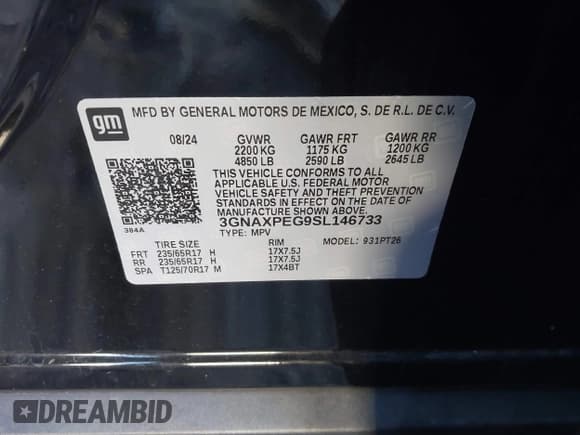 ✅ 2025 Chevrolet Equinox AWD LT • VIN: 3GNAXPEG9SL146733 • Lot: 43440850. Wystawiony na IAAI z przebiegiem 13 904 mil. Bezpłatny archiwum sprzedaży aukcyjnych z USA i szczegółowy raport historii pojazdu na DreamBid. Zdjęcie 9.